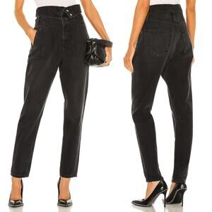 RE/DONE 80s High Rise Fold Over Denim Jeans Vintage Noir Black Size 25